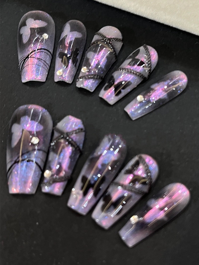 Bling Glam Purple Press On Nails
