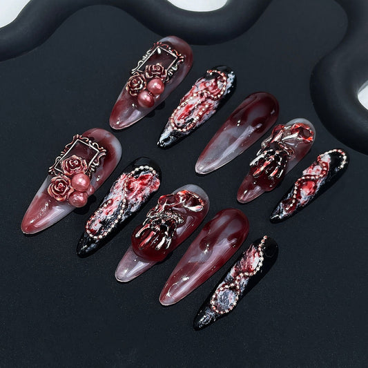 Gothic & Punk 3D Chrome nails