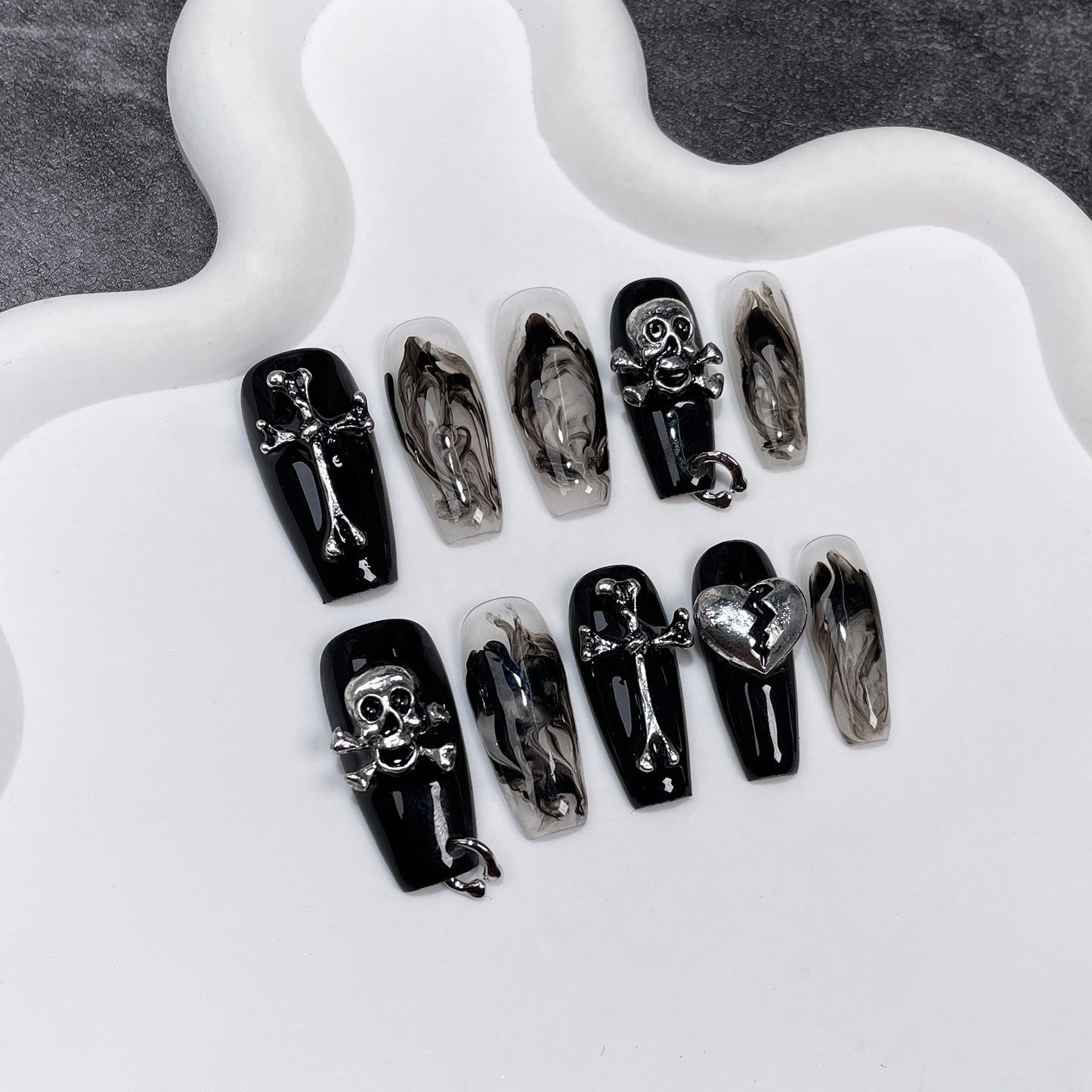 Gothic Black Cross press on nails