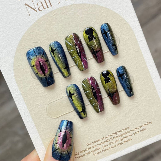 Dark Evil Eye Press On Nails Long