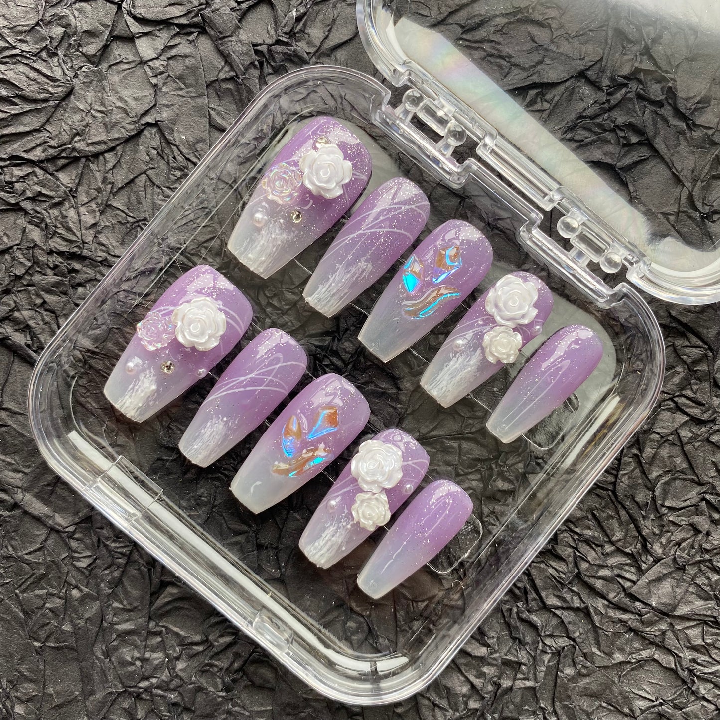 Purple Fairy French Camellia Press On Nails