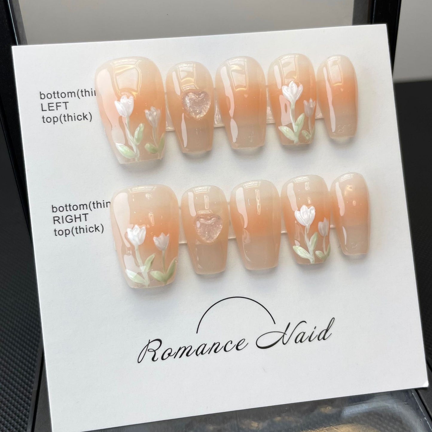 Hand Painted Tulip Orange Smudge Nails