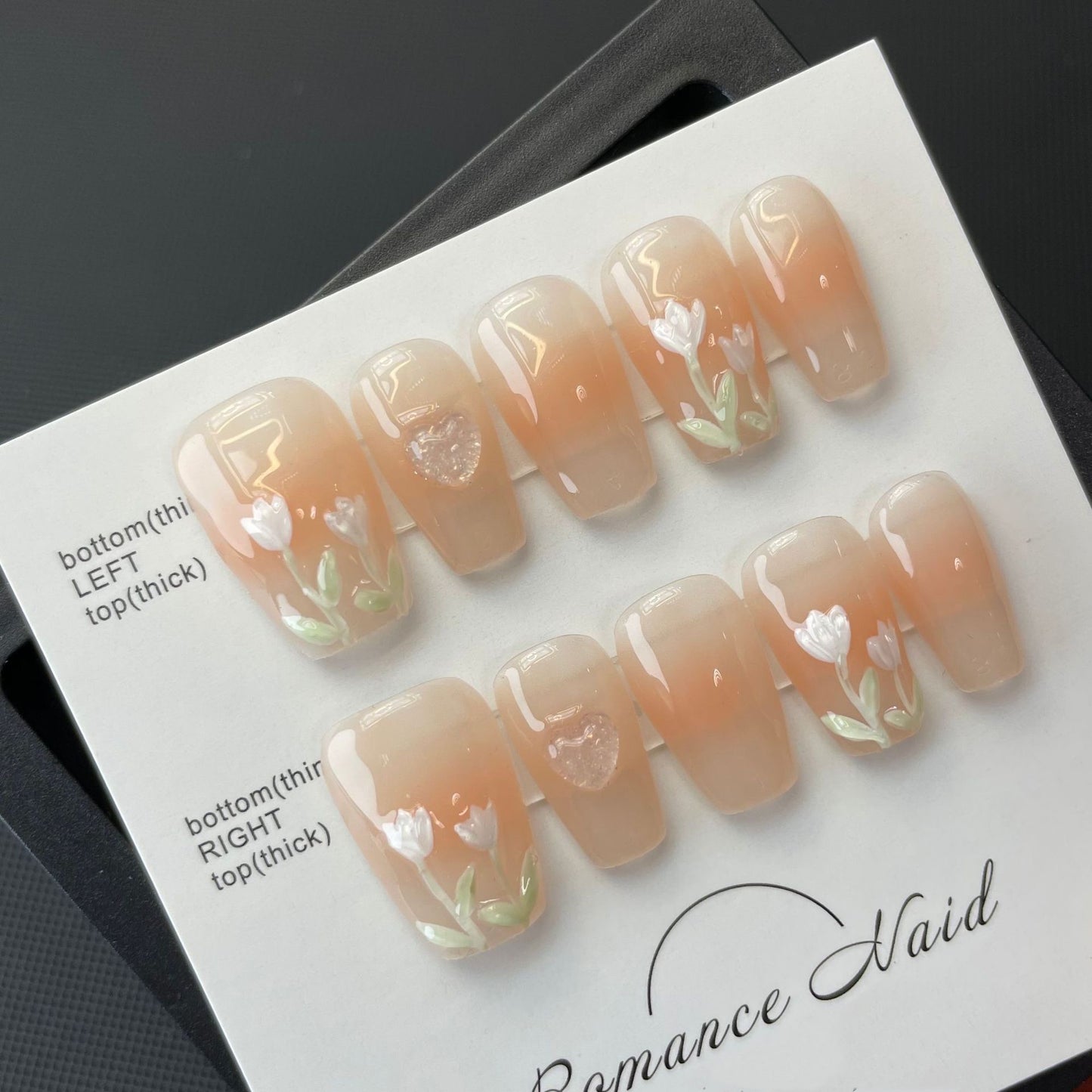 Hand Painted Tulip Orange Smudge Nails