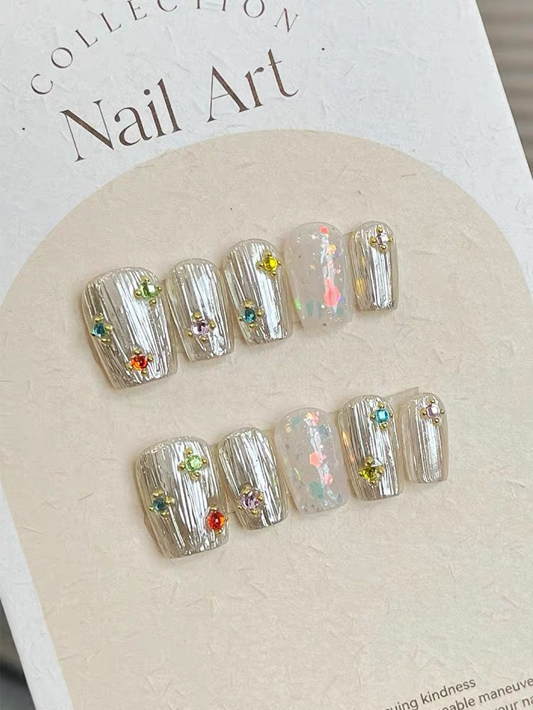 Boho Silver Baroque Press On Nails