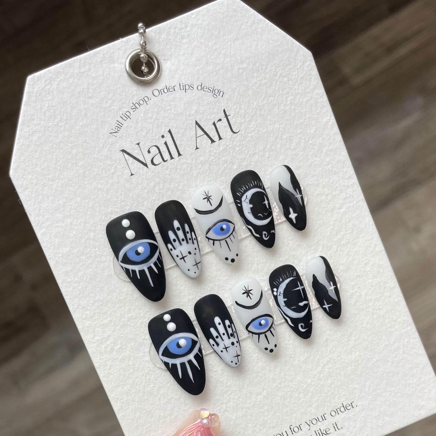 Devil's Eye Frosted Almond Press On Nails