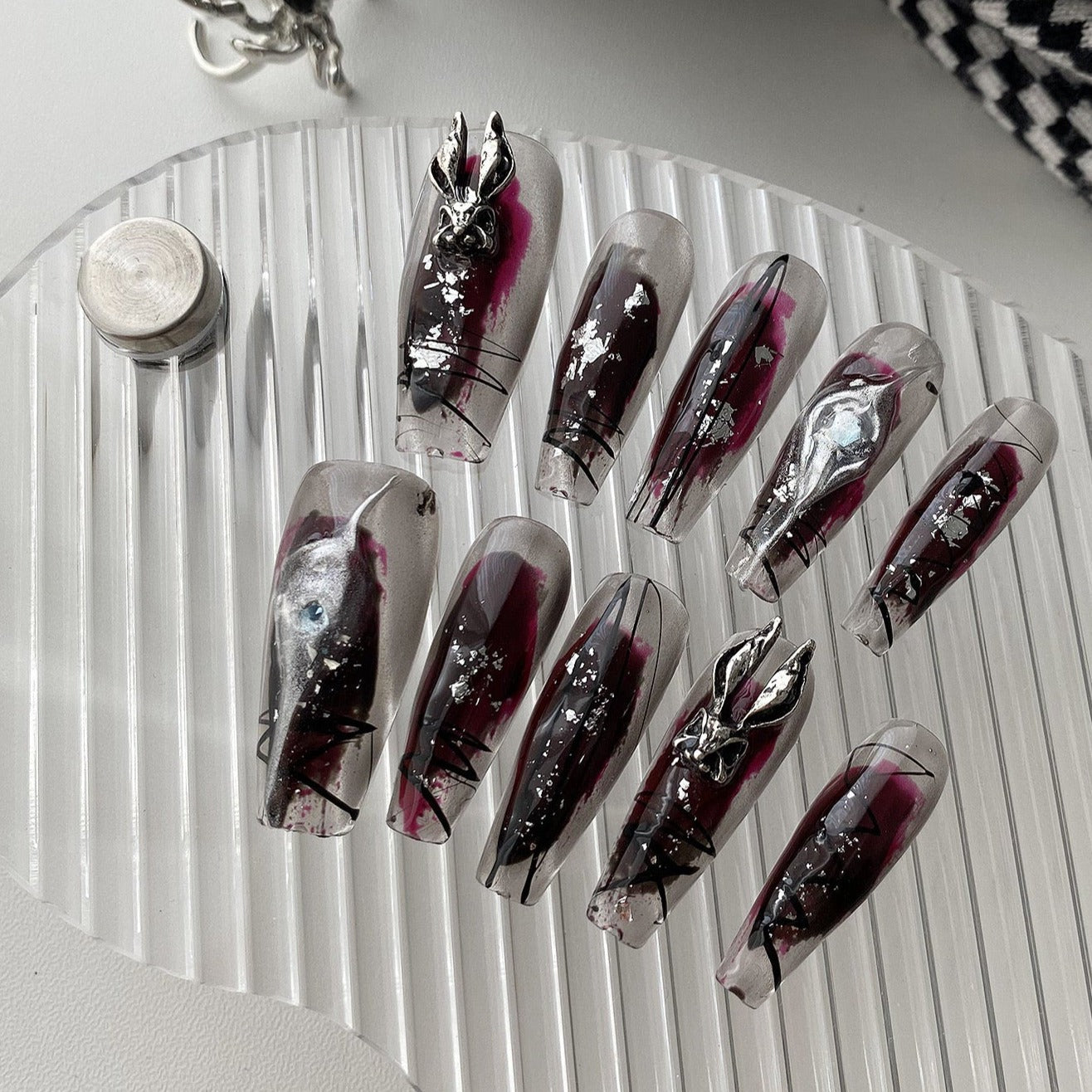 Gothic Rabbit & Devil Black Press On Nails