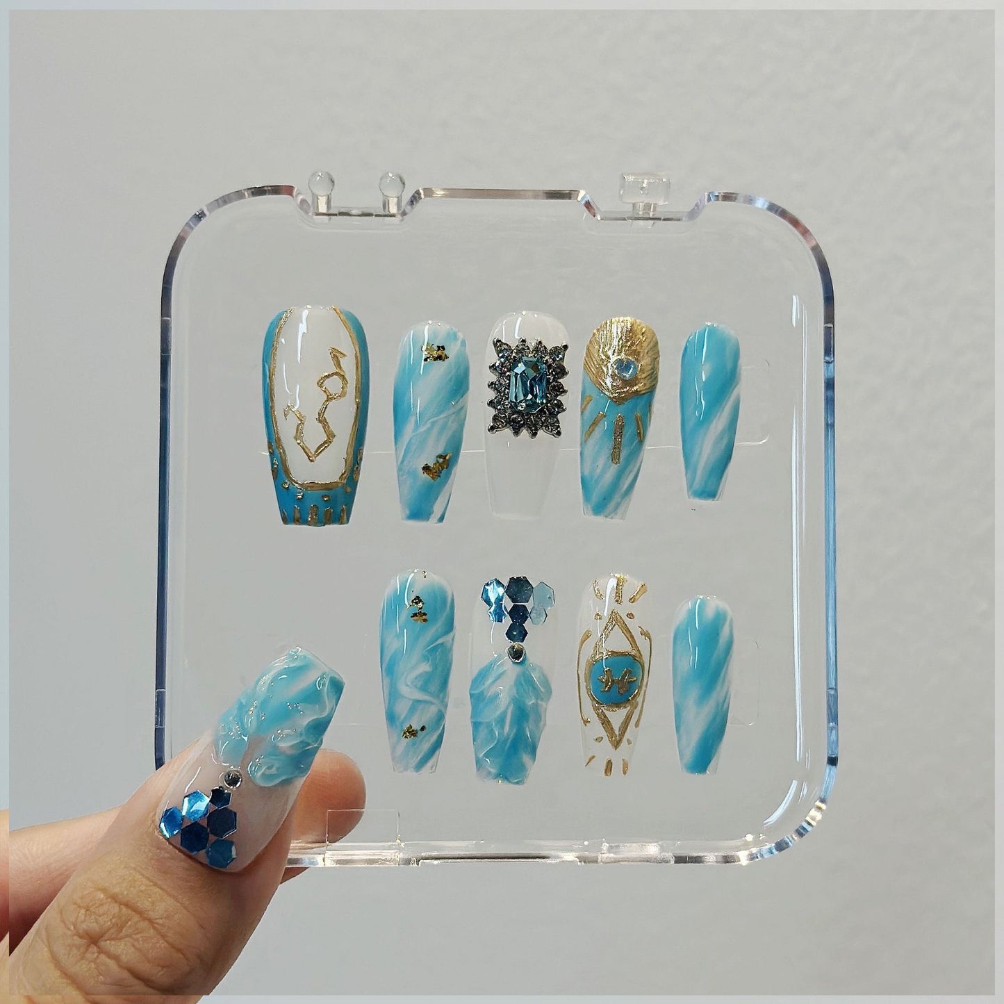 Pisces Blue Press On Nails