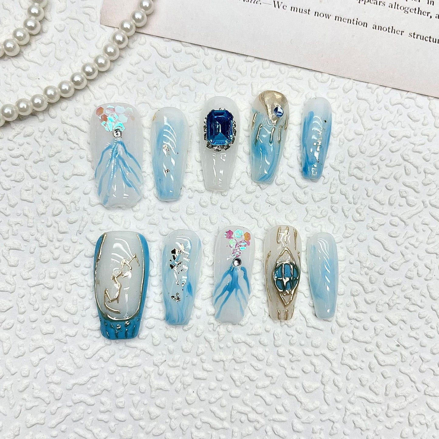 Pisces Blue Press On Nails