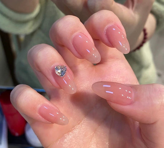 Minimalist Elegant Almond Pink Press On Nails