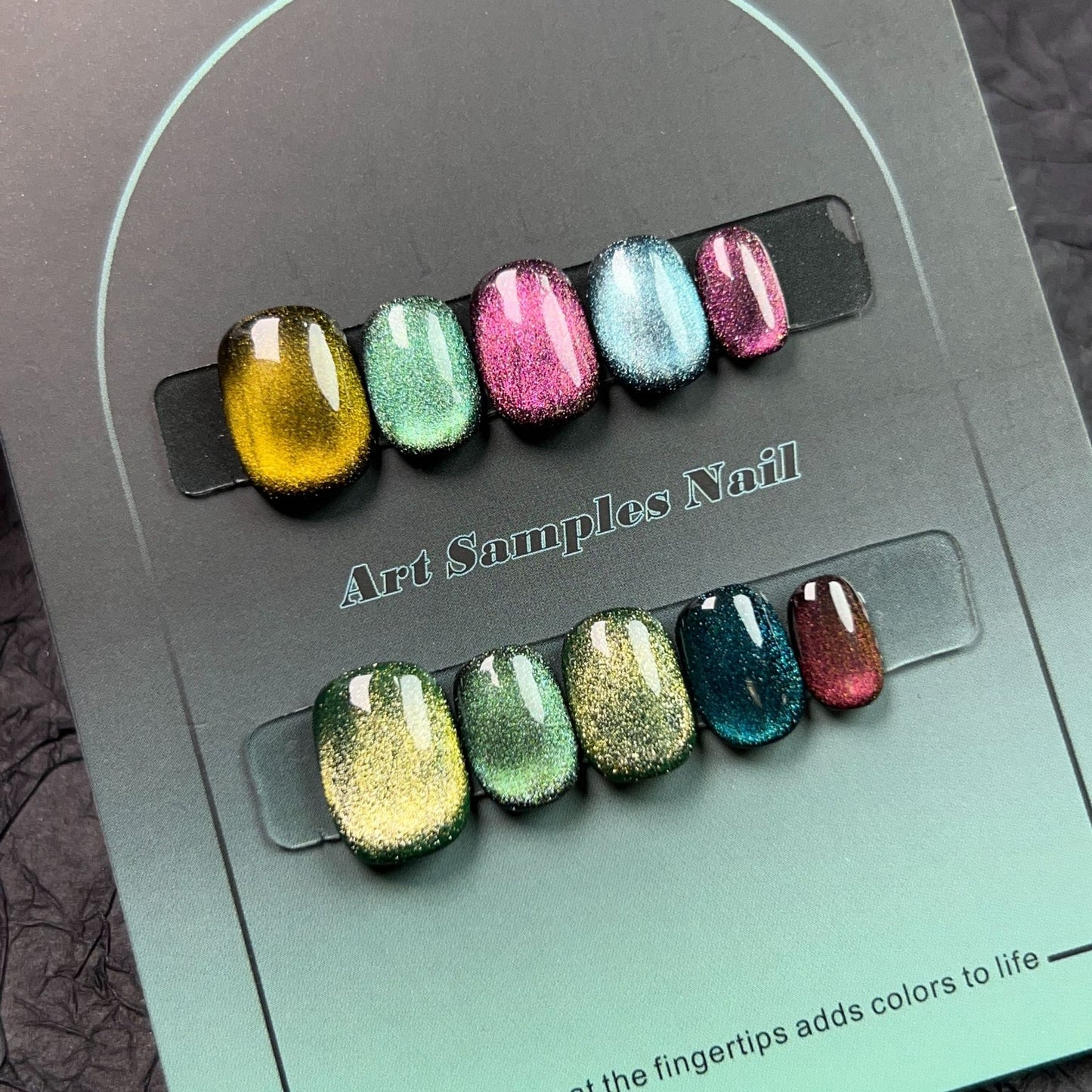 Multicolor Cat Eye Press On Nails