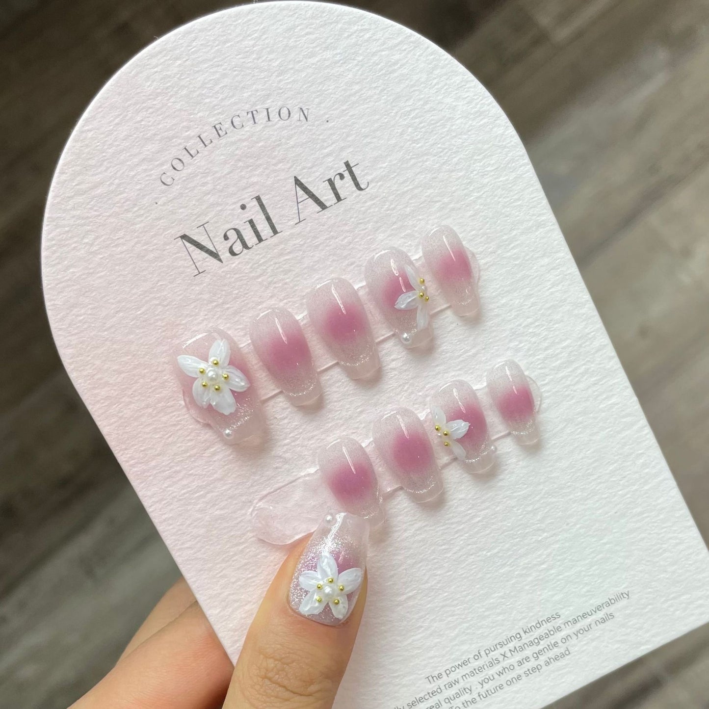 Floral Hand Painted French Nails