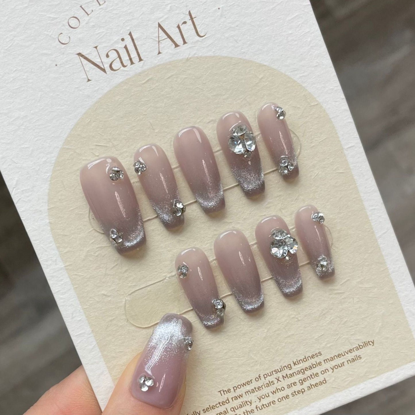 Grey French Cat Eye Press On Nails