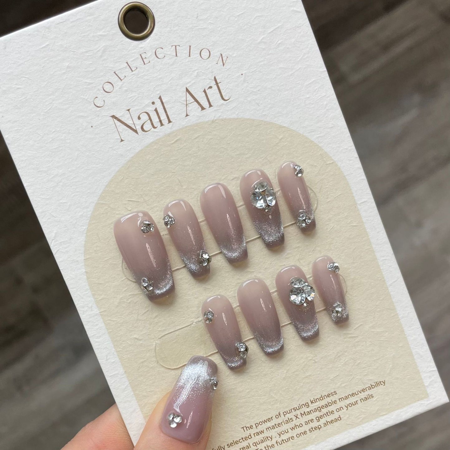 Grey French Cat Eye Press On Nails